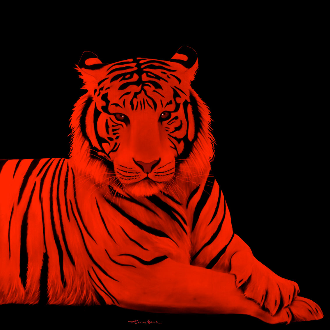 TIGER RED TIGERContemporary animal painter threatened species